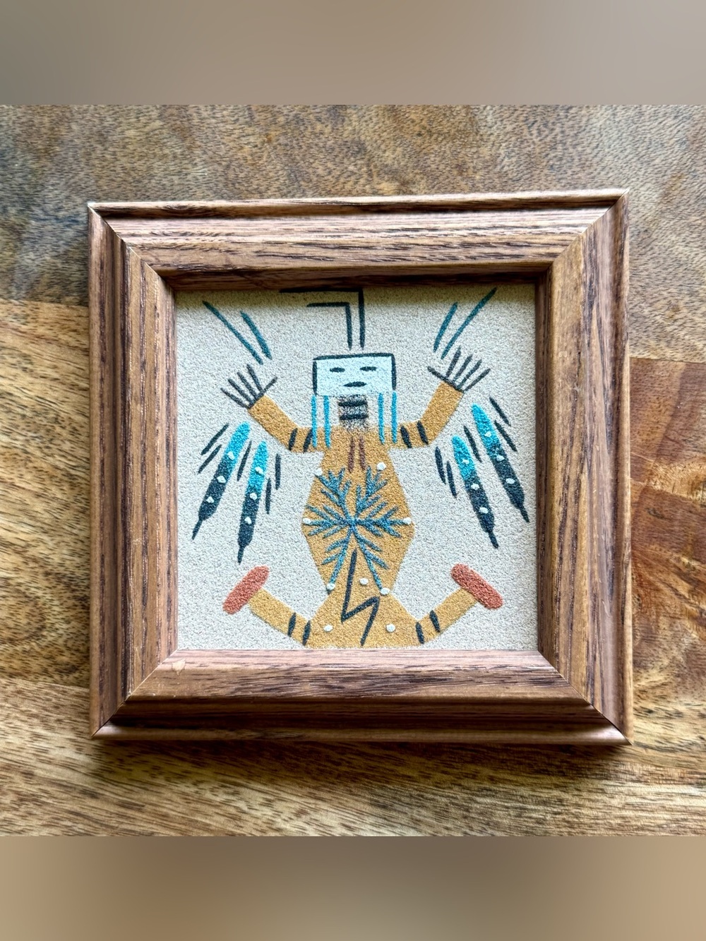 Vintage Navajo Sand Painting 5.5” x 5.5”